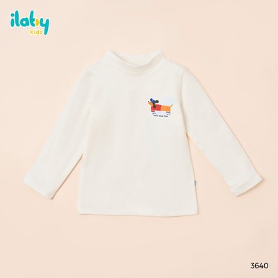 [BÁN CHẠY] Áo giữ nhiệt bé trai ILABY thiết kế dài tay cổ cao in hình chú chó dễ thương chất liệu nỉ bông siêu ấm [3640]