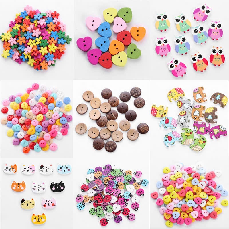Cúc gỗ trang trí 10 cái [Nhiều mẫu]