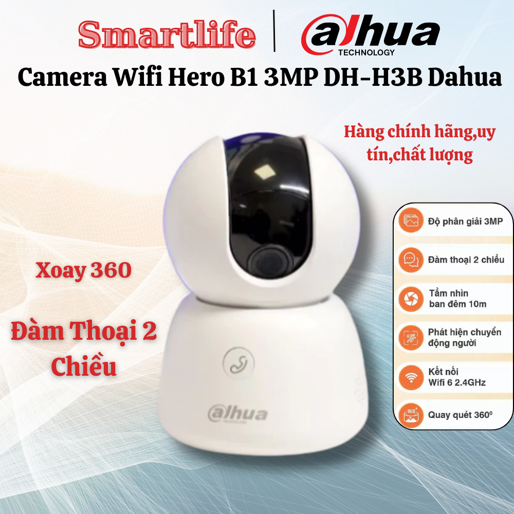 Camera Wifi DAHUA Hero B1 H3B/ H5B Wifi 6 Nút Gọi Vật Lý Khẩn Cấp, Quay Quét 360 Độ Đàm Thoại 2 Chiề