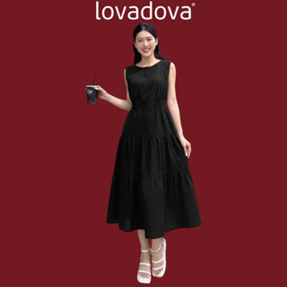  Đầm maxi sát nách màu nhiều màu cổ tròn vải linen Lovadova FD0602 