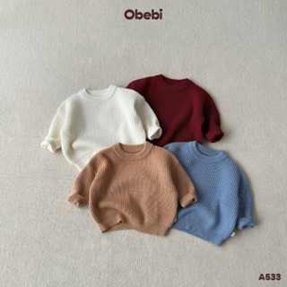  Áo Len Cổ Tròn Trơn Obebi Thời Trang Đông Giữ Ấm Cho Bé Trai Bé Gái từ 8-23kg A533 