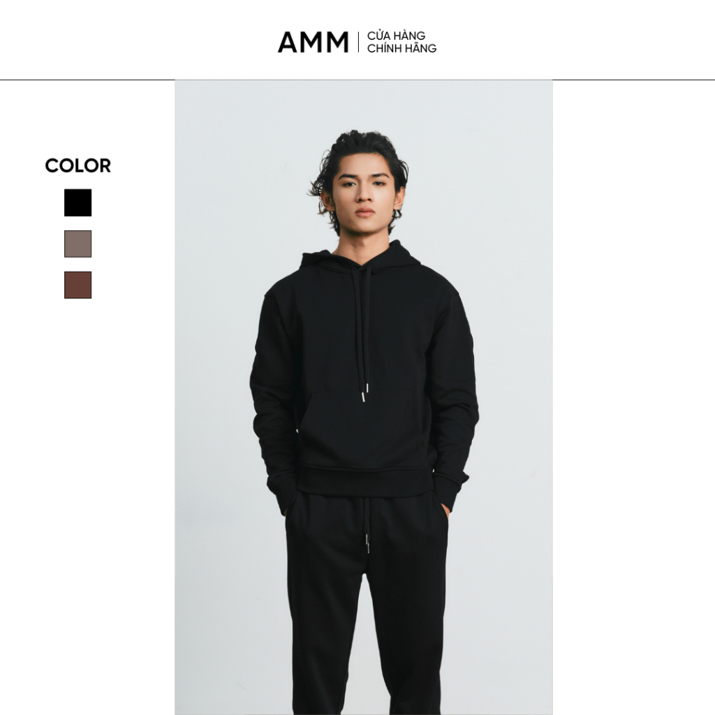Áo Hoodie Trơn Basic Nam AMM Chất Nỉ Lót Bông Mũ ME-TW23W-003