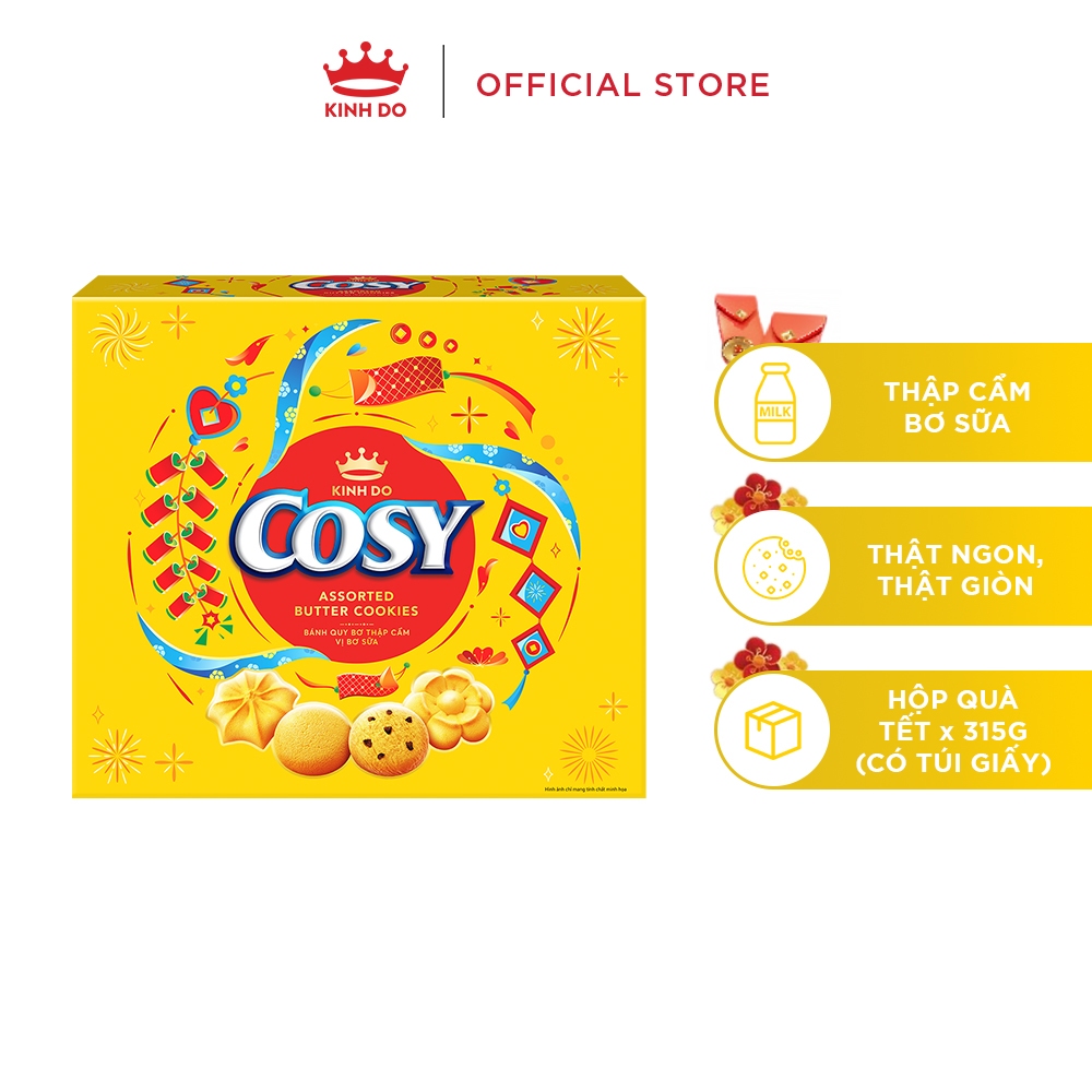 [HỎA TỐC] [CÓ TÚI GIẤY] Hộp Bánh Quy Cosy Tết 2026 Thập Cẩm Vị Bơ Sữa 315g