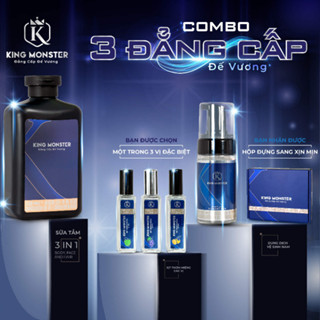   Combo 3  KING MONSTER Đẳng Cấp Đế Vương Sữa Tắm 350ml& Xịt thơm miêng 10ml 1 trong 3 vị  & Dung dịch vệ sinh nam 100ml 
