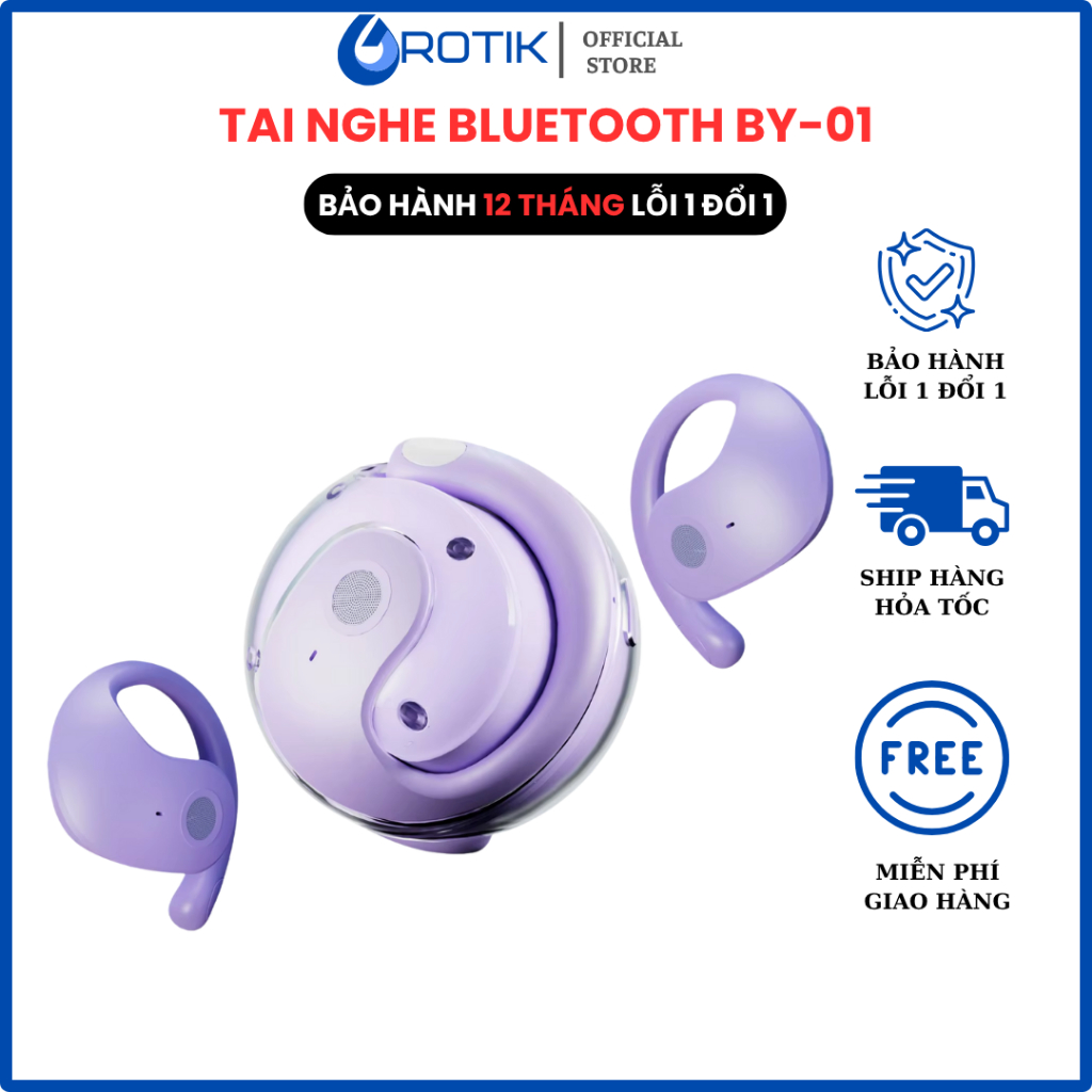 Tai Nghe OWS BY01 – Không Dây, Âm Thanh Hay, Dung Lượng Pin Lâu, Tương Thích Nhiều Thiết Bị, Chính H