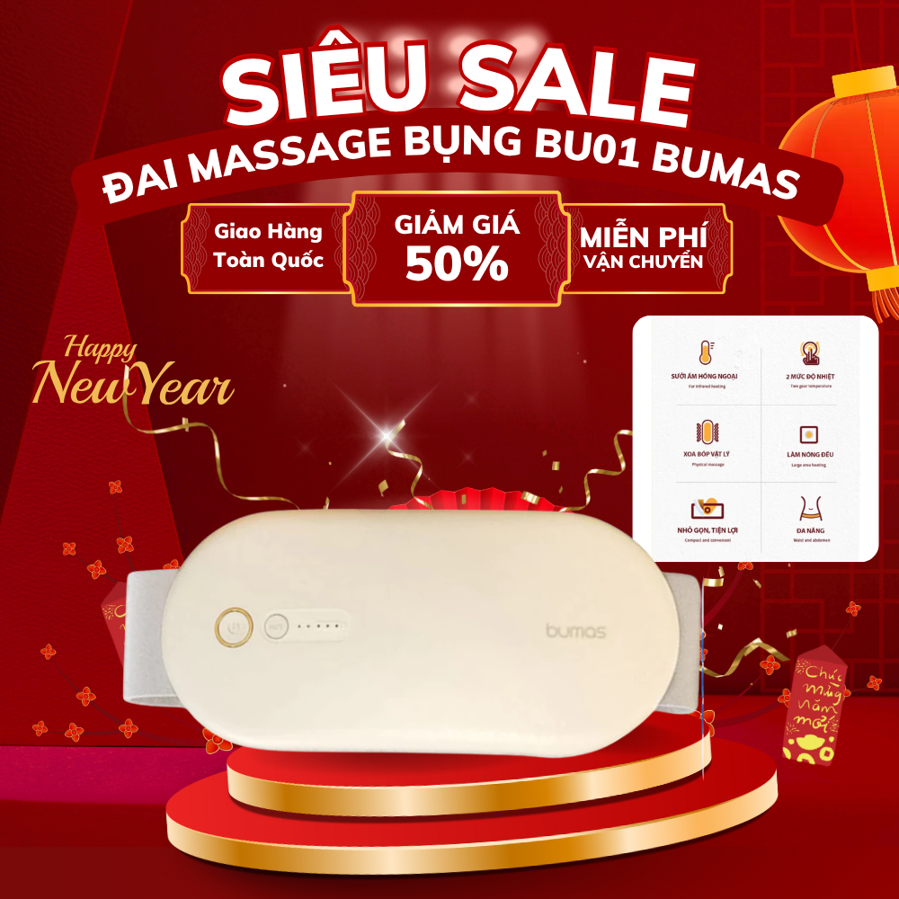Máy Chườm Bụng Kinh-Đai Massage Giảm Đau Bụng Kinh BUMAS BU01-Hỗ Trợ Chống Lão Hóa-Quà Tặng Bạn Gái