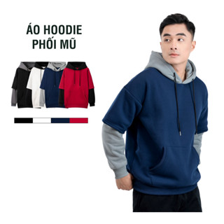  Áo hoodie nỉ bông OGADIN áo nỉ nam có mũ phối màu thời trang chất liệu cotton cao cấp OHD001 
