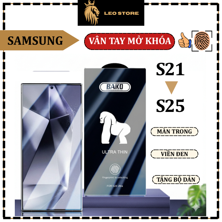 Cường lực Baiko Samsung S24ultra S25ultra S21 S21+ S22 S22+ S23 S23+ S24 S24+ S22Plus S23Plus có hỗ 