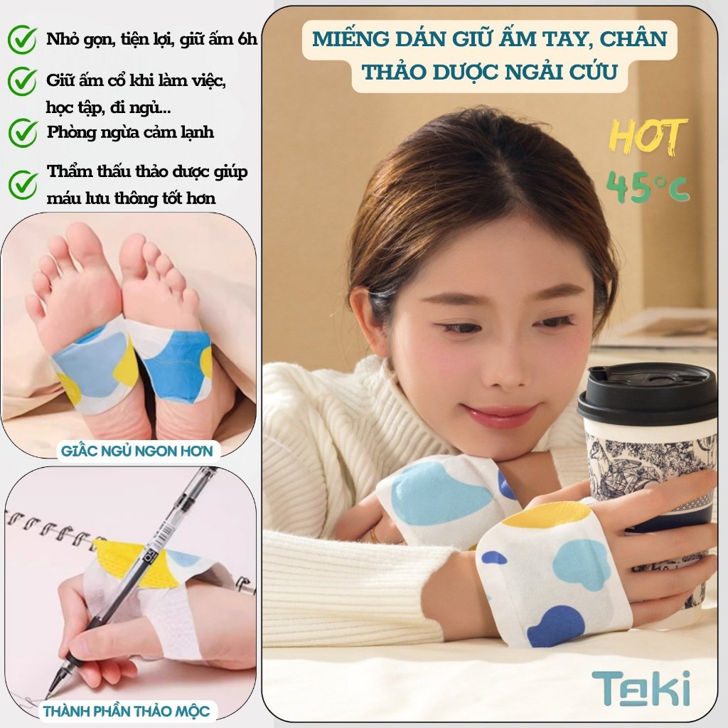 Combo 60 Miếng Dán Giữ Nhiệt Mùa Đông Ngải Cứu Cho Chân Tay Giữ ẤmTự Nóng 6h Giúp Ngủ Ngon