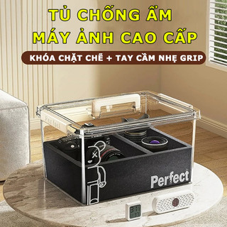 Tủ Chống Ẩm Máy Ảnh Cao Cấp Tủ Chống Ẩm Khóa Bảo Mật + Tay Cầm Đi Nhanh Bảo Vệ Trọn Bộ Ống Kính & Thân Máy