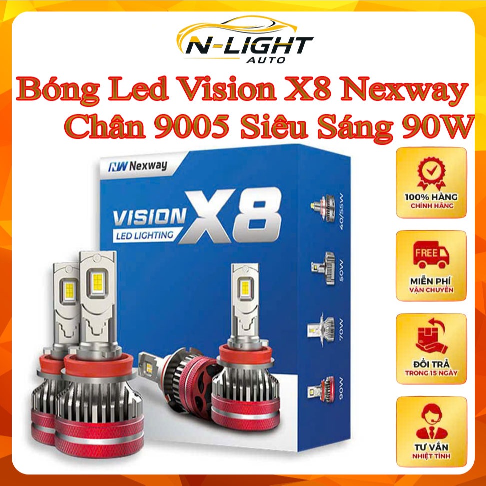 Bóng LED Vision X8 Nexway Chân 9005 Siêu Sáng 90W