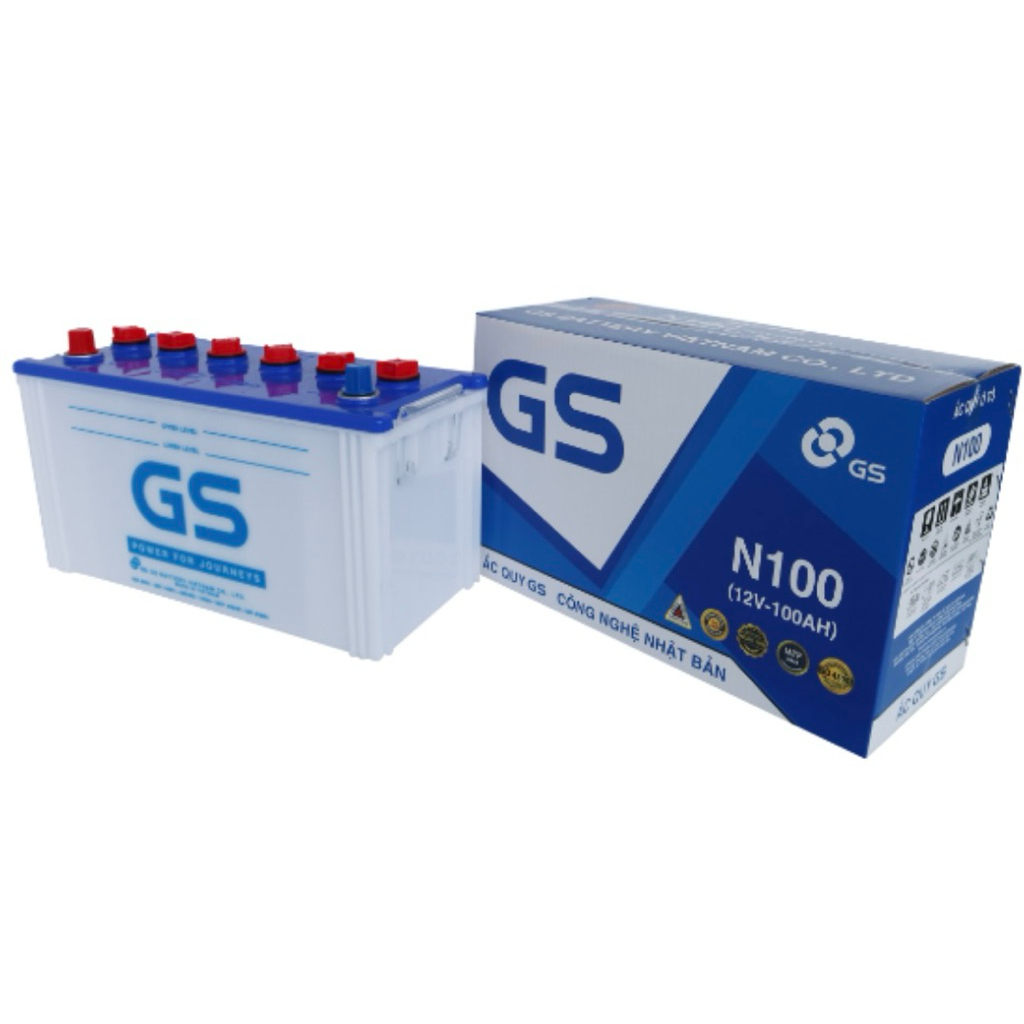 Bình ắc quy 12v xe tải GS N100 (12V-100AH)(tặng acid châm bình)