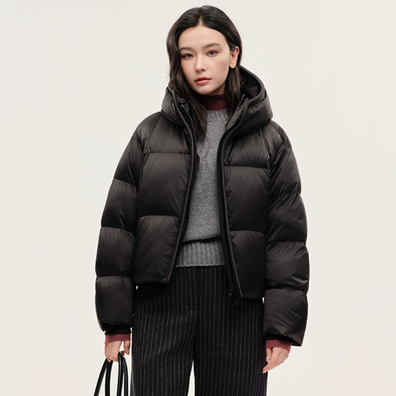 Áo khoác ngắn trùm đầu mới mùa đông dành cho nữ, dày dặn ấm áp, phong cách Kendall Jenner