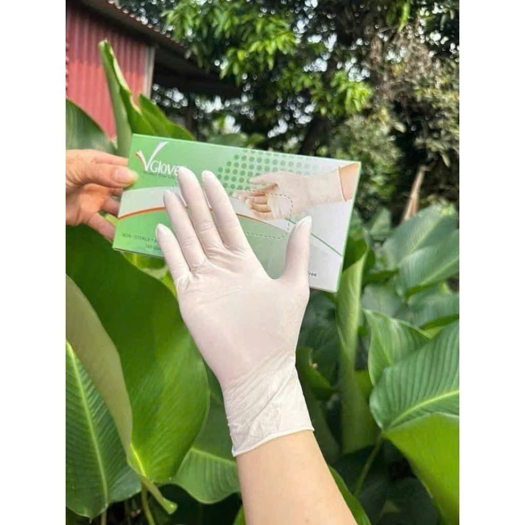 [Hộp 100c] Găng Tay Cao Su Y Tế Latex Chính Hãng Vglove Có Bột, Không Bột Găng Tay Latex Chính Hãng 