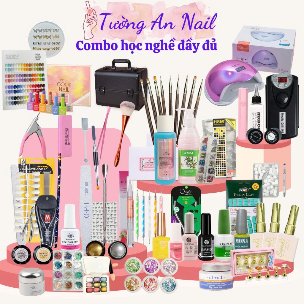 Bộ combo dụng cụ làm nail cho người mới học , Combo đồ nail cơ bản , combo đồ làm móng tay