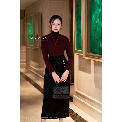 Chân Váy Nữ Dáng Ôm Công Sở MY WAY Phối Ly Ngang Cao Cấp 3MCO209