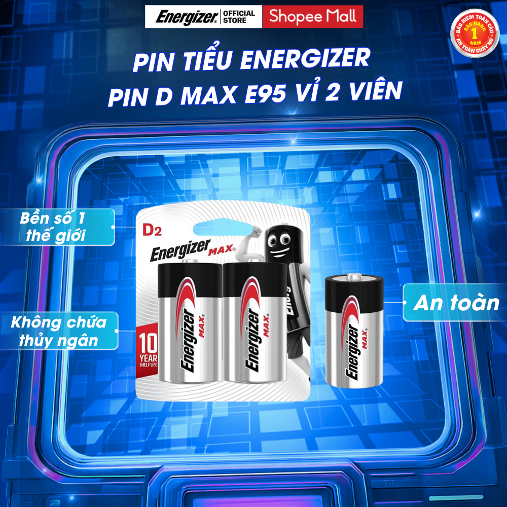 Pin D Energizer max E95 BP2 - Hàng chính hãng