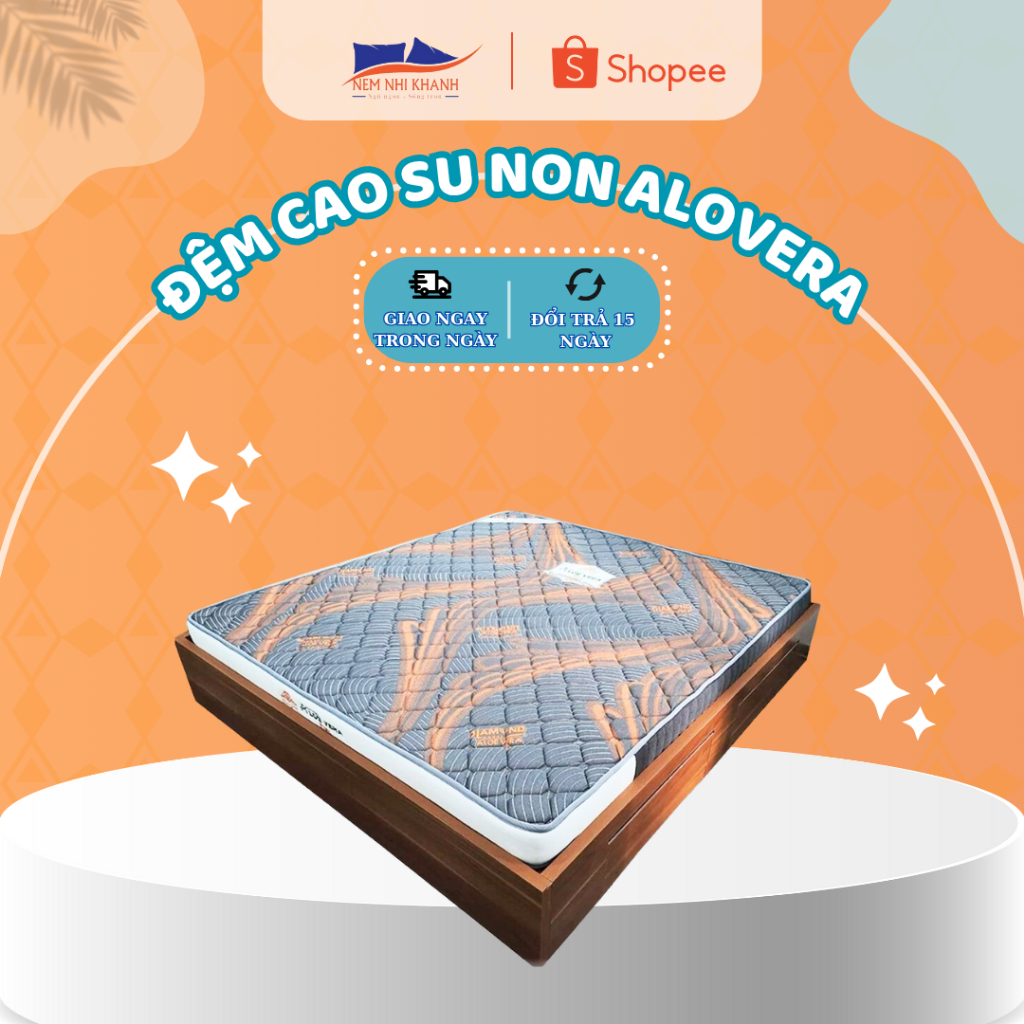 [ Tặng 2 Gối ] Đệm Cao Su Non Alovera Kim Cương