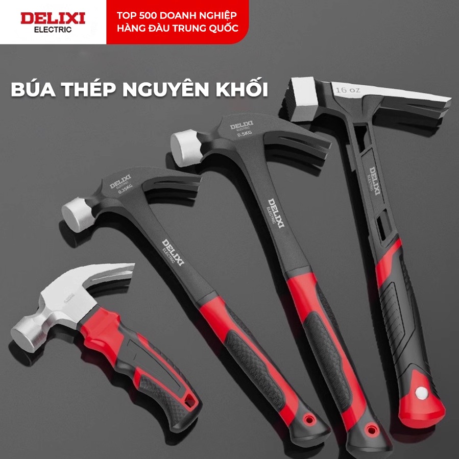 Búa đóng nhổ đinh Delixi - Búa Mỏ Quạ Thép Một Khối, Búa Đóng Đinh Có Độ Cứng Cao