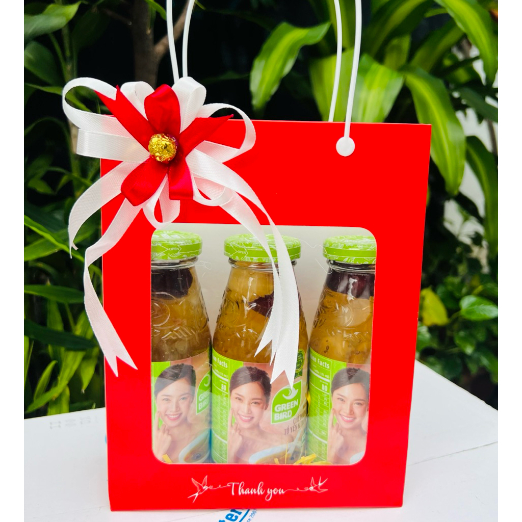 Túi quà 3 chai yến sào Green Bird - quà tặng sinh nhật, tết lễ 8/3, 20/10, 20/11