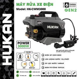  Máy Rửa Xe HUKAN HK-CWM3000 | 3000W CÔNG TẮC CHỐNG GIẬT – CHỈNH ÁP 12L PHÚT | DÂY 15M + BÌNH BỌT + PHỤ KIỆN ĐẦY ĐỦ 