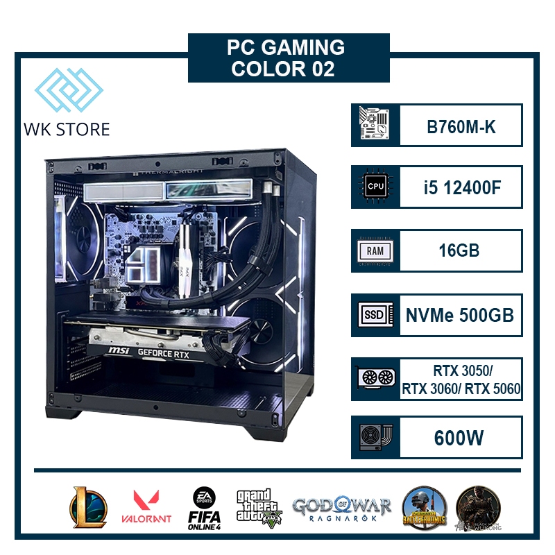 Máy Tính PC COLOR 02 | i5 12400f | Ram 16GB RGB | VGA RTX 3050/ RTX 3060/ RTX 5060 Mới BH 36T
