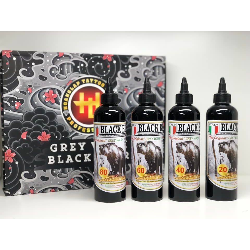 🏷️ Lẻ MỰC XĂM BLACK BEAR GREY WASH 4OZ  ĐÁNH NHẬT CỔ CHÍNH HÃNG – 4 SẮC XÁM NHẬT CỔ SIÊU MỊN