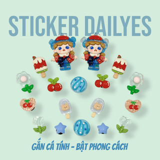 [Bộ 18 chiếc] Charm Gắn Dép Cô Gái Cá Hề Xanh