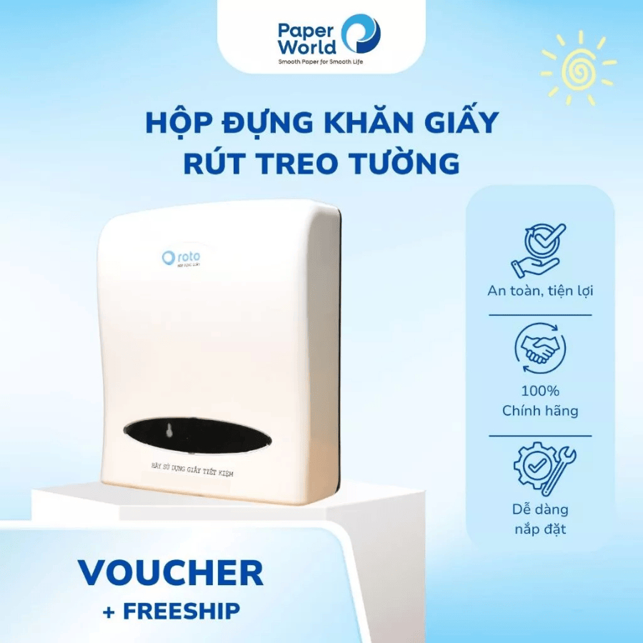  Hộp đựng khăn giấy rút ROTO treo tường tiện dụng chất liệu nhựa ABS chắc chắn màu trắng trang nhã 