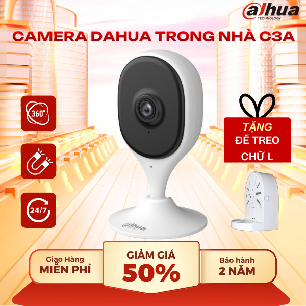 Camera wifi Dahua trong nhà C3A 3MP, cài đặt dễ dàng, tích hợp đế nam châm, bảo hành 2 năm