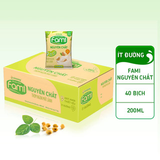  Thùng Sữa đậu nành Vinasoy Fami Nguyên Chất ít đường  200ml x 40 bịch  