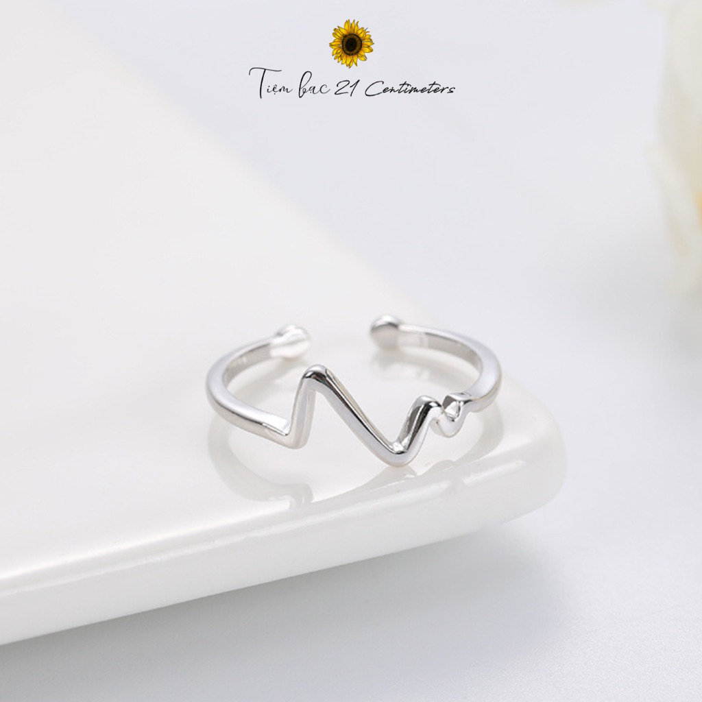 Nhẫn bạc Nhịp tim Nhẫn bạc Tiệm bạc 21Centimeters