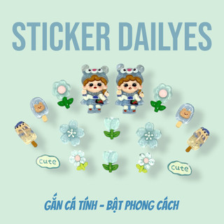 Charm Gắn Dép Cô Gái Cute Xanh Xám