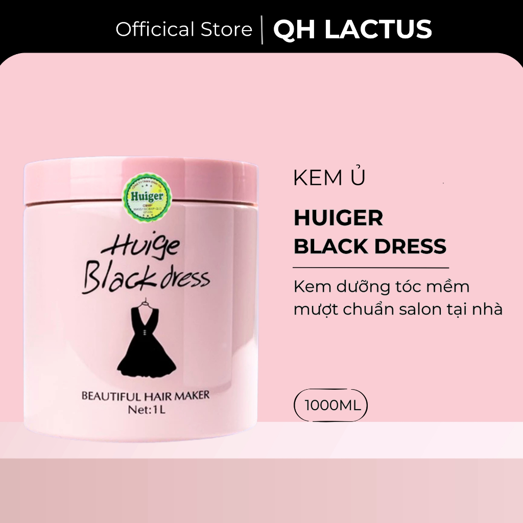 Huige black dress Kem ủ tóc collagen phục hồi tóc uốn, ép, nhuộm, gãy rụng, chẻ ngọn Dầu xả tóc huige 1000ml