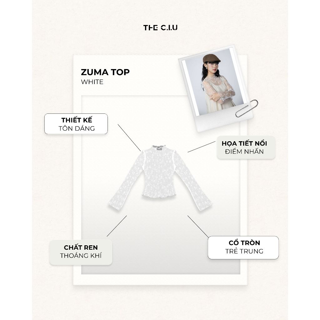 Áo kiểu ren hoa tay dài xuyên thấu THE C.I.U, áo phối trong nữ chất ren mềm mịn dáng ôm sang trọng - Zuma Top | BigBuy360 - bigbuy360.vn