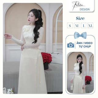  Đầm thiết kế thương hiệu Ren DESIGN by Khâu ren chân lụa kem K939 sang chảnh 