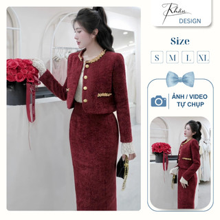  Set thiết kế thương hiệu Ren DESIGN by Khâu dạ đỏ bút chì K904 sang chảnh 