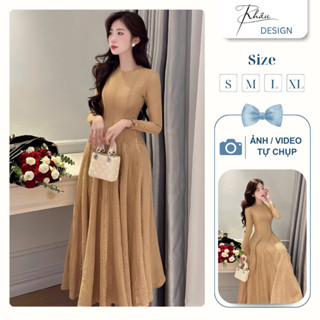  Đầm thiết kế thương hiệu Ren DESIGN by Khâu nude xòe dài tay sang chảnh K942 
