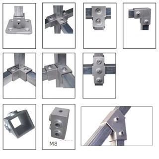 Khớp nối thép hộp, sắt hộp, inox hộp 20x20,25×25,30×30 nhôm dày 3mm