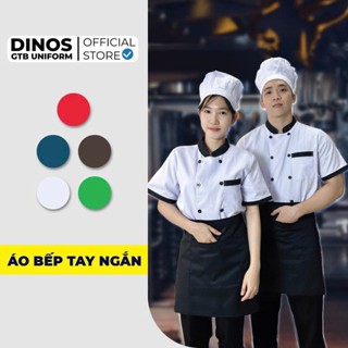  Áo Bếp Ngắn Tay Dinos Vải Kaki 65 Đủ Màu Sắc Cho Nam Nữ Đầu Bếp Phụ Bếp Nhà Hàg Khách Sạn Quán Ăn 