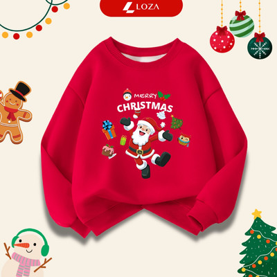 Áo nỉ Noel cho bé trai, bé gái - Áo sweater cho bé size từ 18-42kg Loza Kids IN008