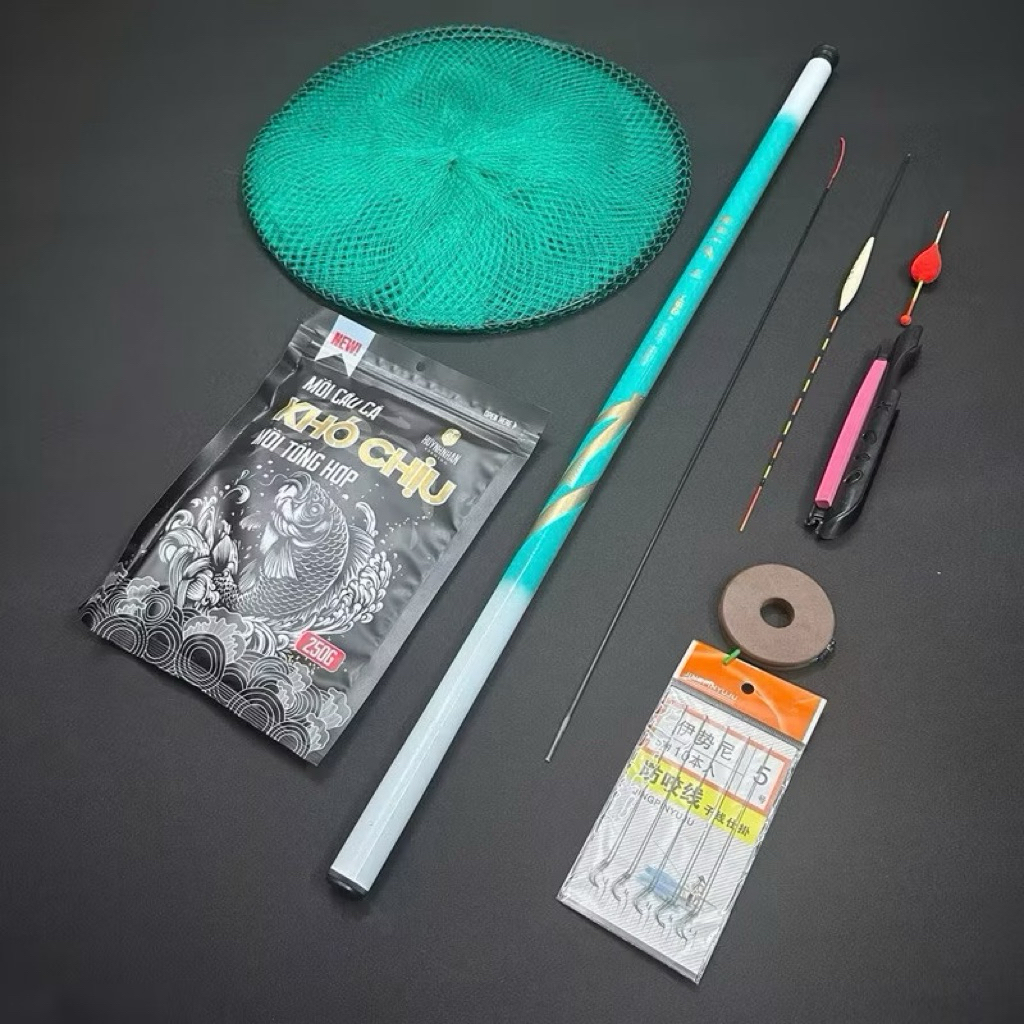 Combo Cần Câu Tay Hoàng Vũ 3H Độ Cứng, Siêu Dẻo Câu Tự Nhiên, Kèm Phụ Kiện Gẩy Cá – Cần Thiếu Mét | 