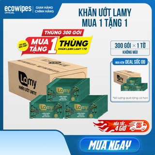  MUA 1 TẶNG 1_Thùng 300 tờ khăn lạnh cao cấp khổ lớn Lamy gói 1 tờ dành cho dịch vụ ăn uống mang về 