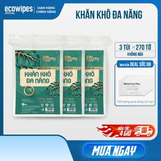  Combo 03 túi khăn vải khô đa năng Lamy túi 270 tờ mềm mịn dai thấm hút 