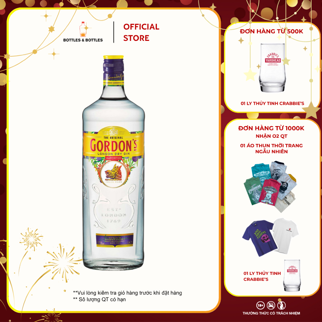 [CHÍNH HÃNG] Rượu Gordon's London Dry Gin - 700ML - 37.5%