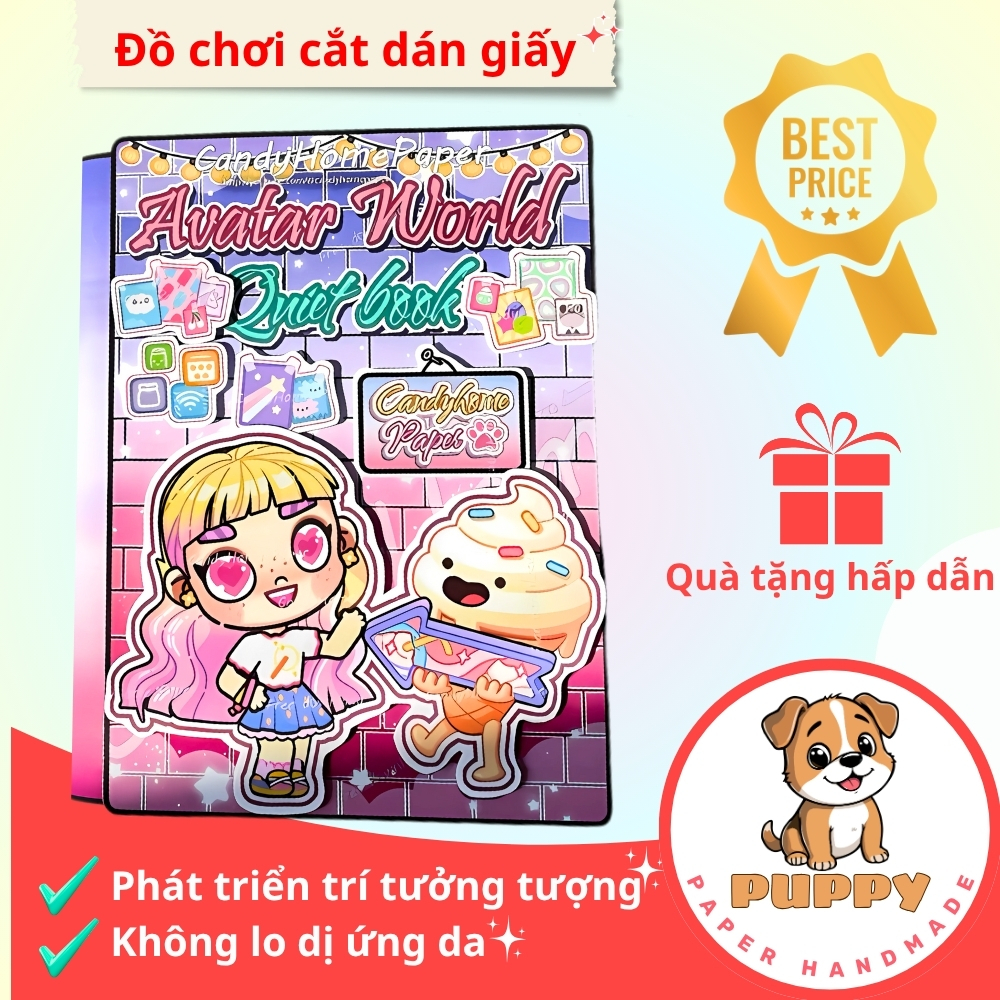 Ngôi nhà búp bê giấy cô bé Avatar Toca Boca - bộ bóc dán búp bê - rèn trí tuệ cho bé