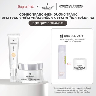 Bộ đôi kem trang điểm chống nắng CC Cream và kem dưỡng trắng da Spots Care Sakura 40ml + 45g