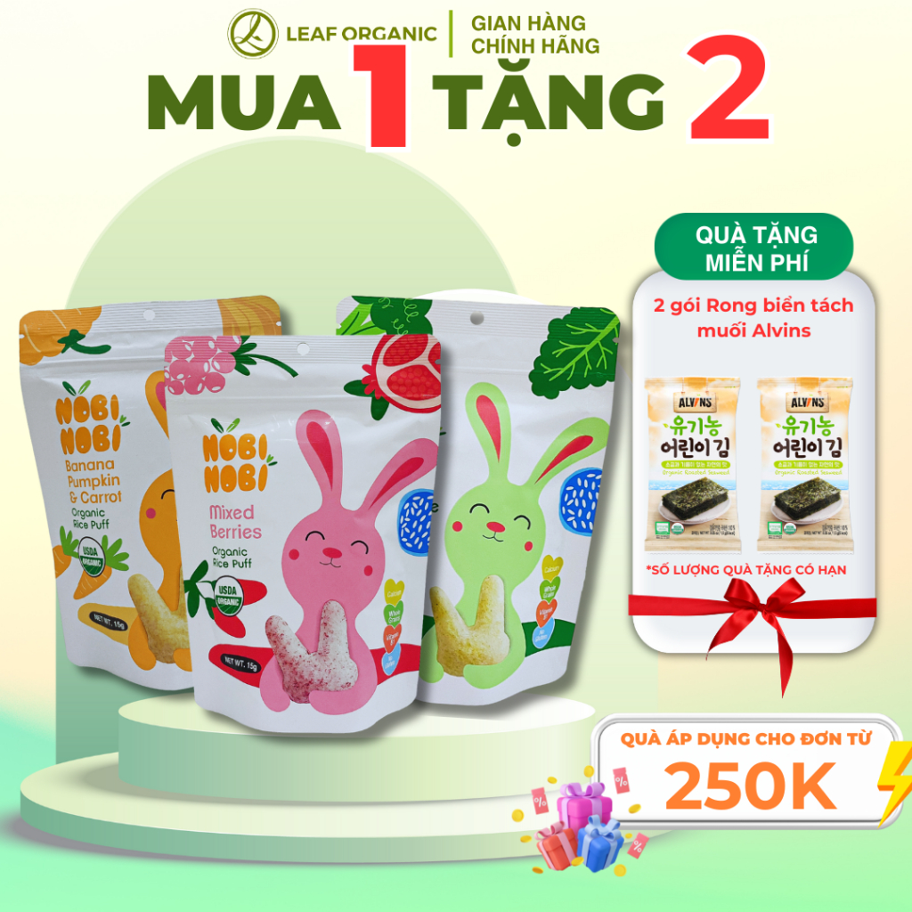 Bánh gạo ăn dặm hữu cơ Nobi Nobi 15g (cho bé từ 8 tháng)