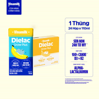 Thùng 24 hộp Sữa Uống Dinh Dưỡng Vinamilk Dielac Grow Plus Hương Chuối 110ml