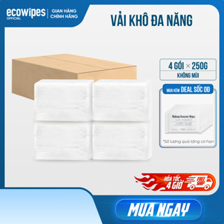   GIÁ SỈ  Thùng 1kg khăn vải khô đa năng cao cấp EcoWipes không mùi lau cho bé  4 Gói x 250gr  